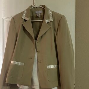 Tan Women's 3 piece suit with champagne color Accents